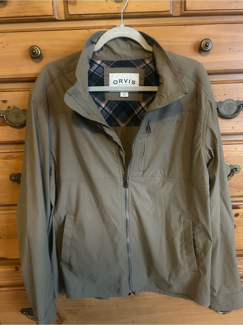 Orvis Men's Large Lightweight Jacket In Dark Khaki